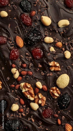 Captivating Chocolate Bark with Nuts and Berries photo