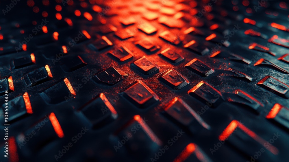 Fototapeta premium High angle of diamond plate texture featuring a shiny surface with a raised pattern