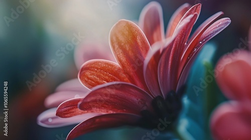 Capture the beauty of nature with a stunning macro shot of delicate daisy petals illuminated by soft light photo