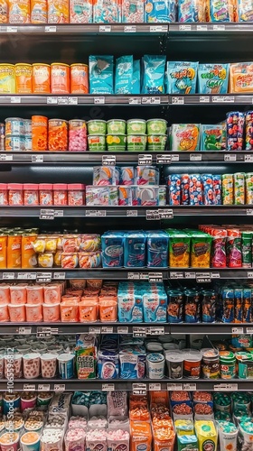 Colorful Display of Fruit Flavored Treats in Grocery Store