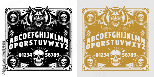hand-illustrated ouija board