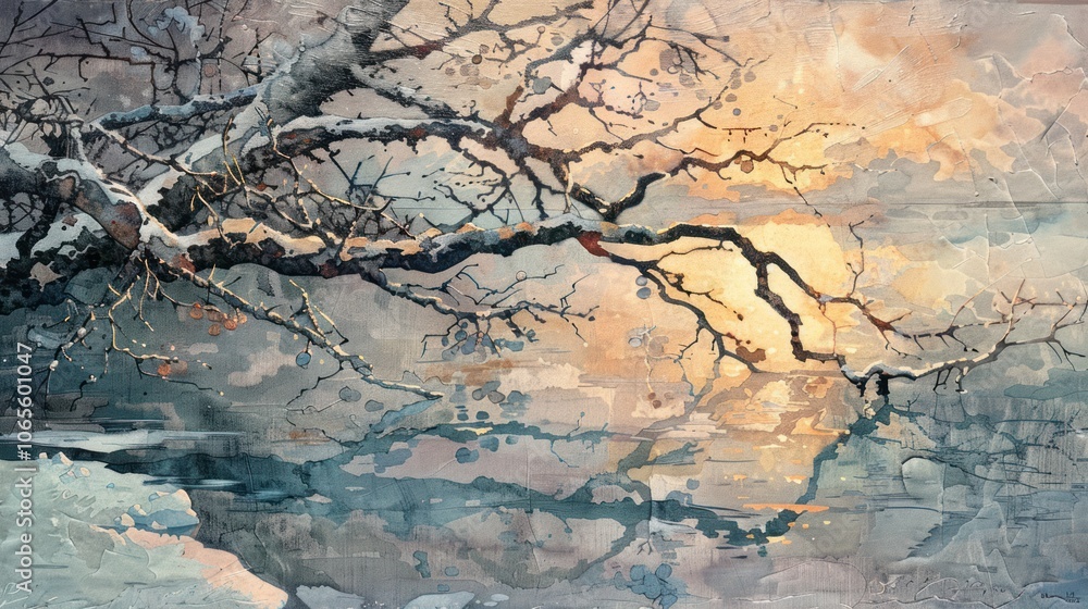 Fototapeta premium Winter Branches Over Water