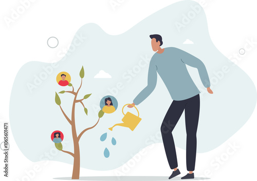 Career growth, HR human resources or organization, people management,flat characters.