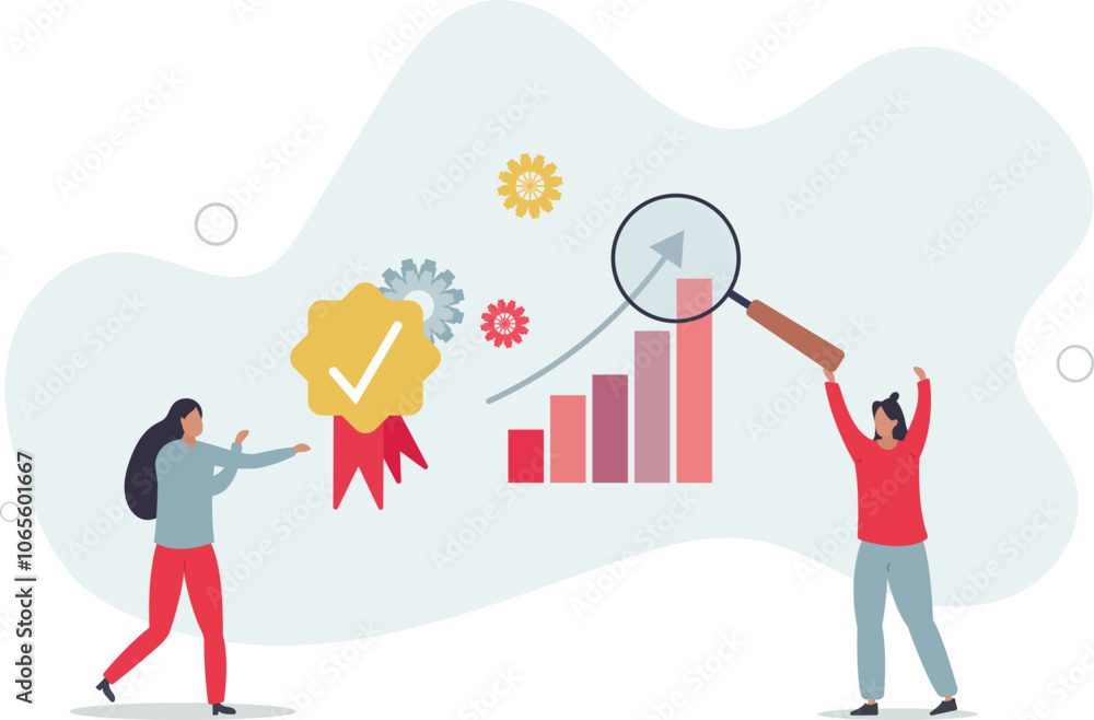Fototapeta premium Quality assurance or performance tracking for development.flat characters.