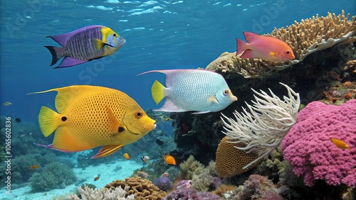 Vibrant Angelfish with Gold Spots in Coral Reef Habitat photo