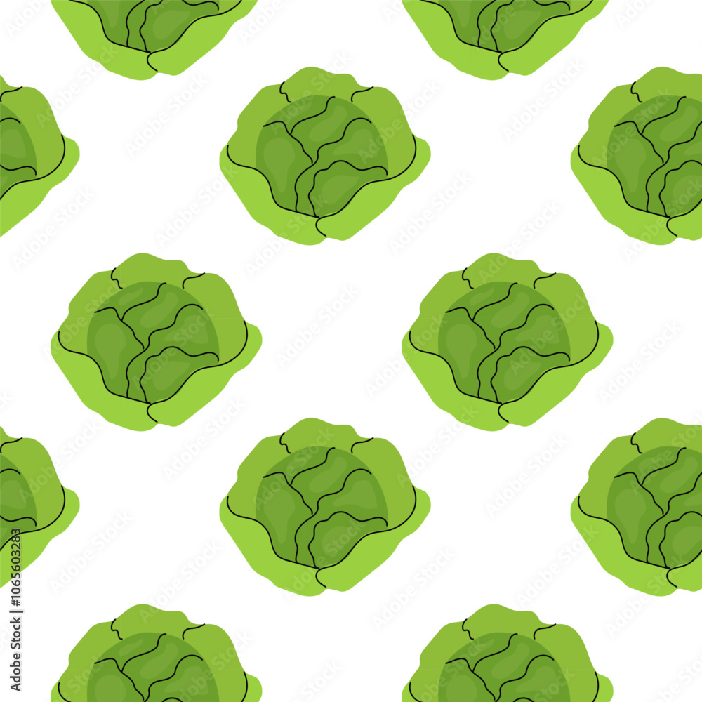 Vibrant green cabbage pattern on a crisp white background showcasing fresh vegetables Vibrant green cabbage pattern on a crisp white background showcasing fresh vegetables