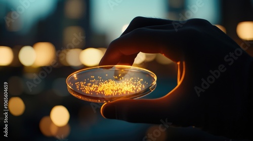 Healthcare Professional Examining Petri Dish Close Up photo