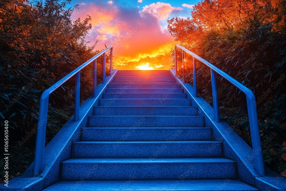 Fototapeta premium Stairway to the Sunset Sky: A Path Upward