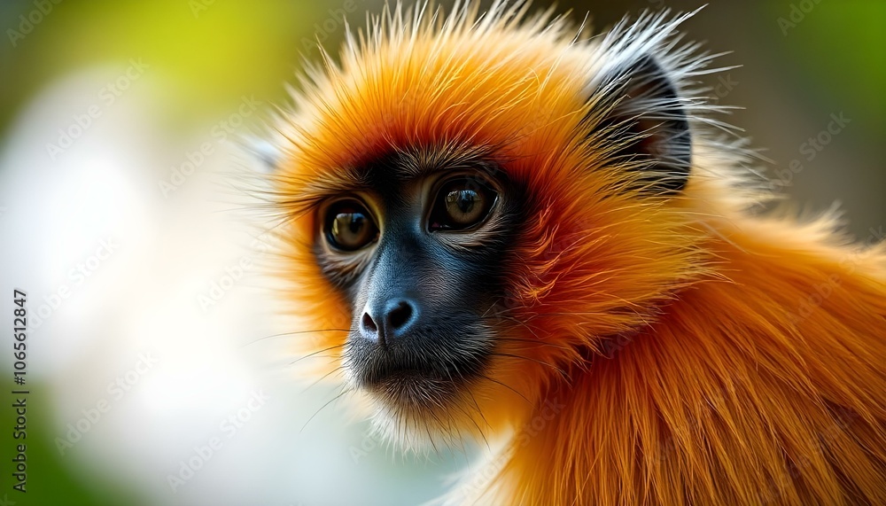 Obraz premium Golden langur with deep-set eyes and soft fur showcasing the charm of this primate