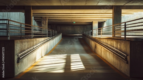 Wallpaper Mural A modern concrete ramp with natural light illuminating the space, suggesting an architectural design. Torontodigital.ca
