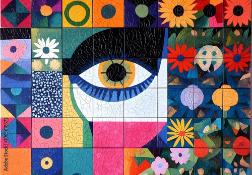 Abstract Art - Eye with Flowers