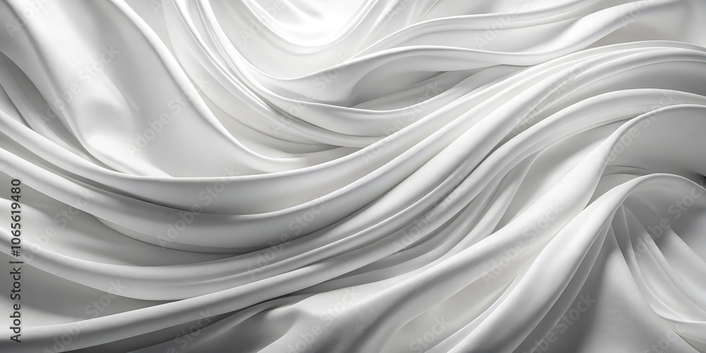 Obraz premium Abstract White Fabric Draped in Soft Waves - 3D Rendered Texture