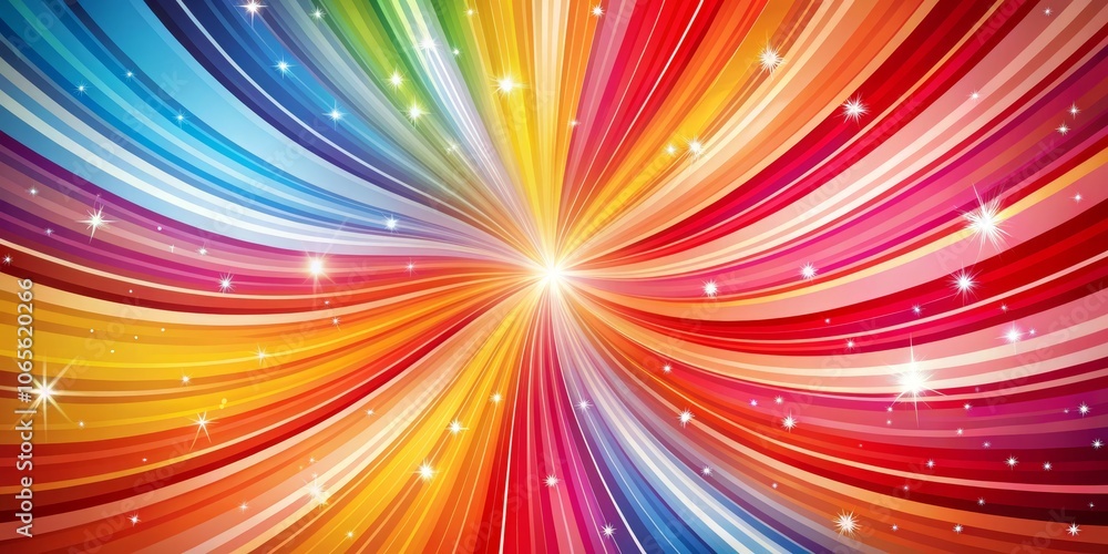 Obraz premium Rainbow Swirl with Sparkling Stars A Colorful and Festive Abstract Background