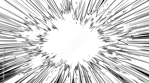 Dynamic black white explosion effect with radial lines blank center
