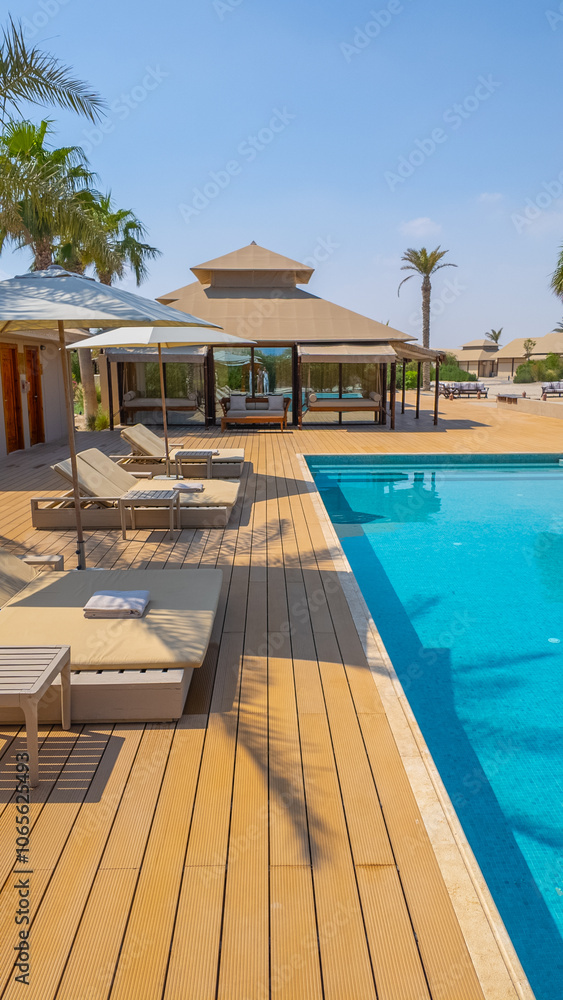Fototapeta premium Desert resort with pool in Qatar.