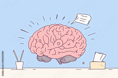 A creative illustration of a human brain featuring circuits and patterns. The design symbolizes intelligence, communication, and technology integration in modern science. photo