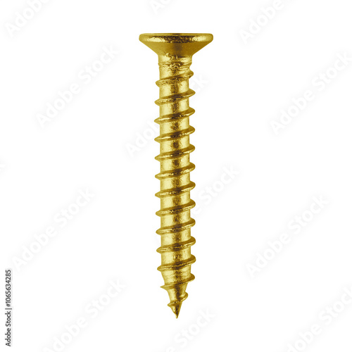 Golden Screw isolated on white background, high resolution photo.