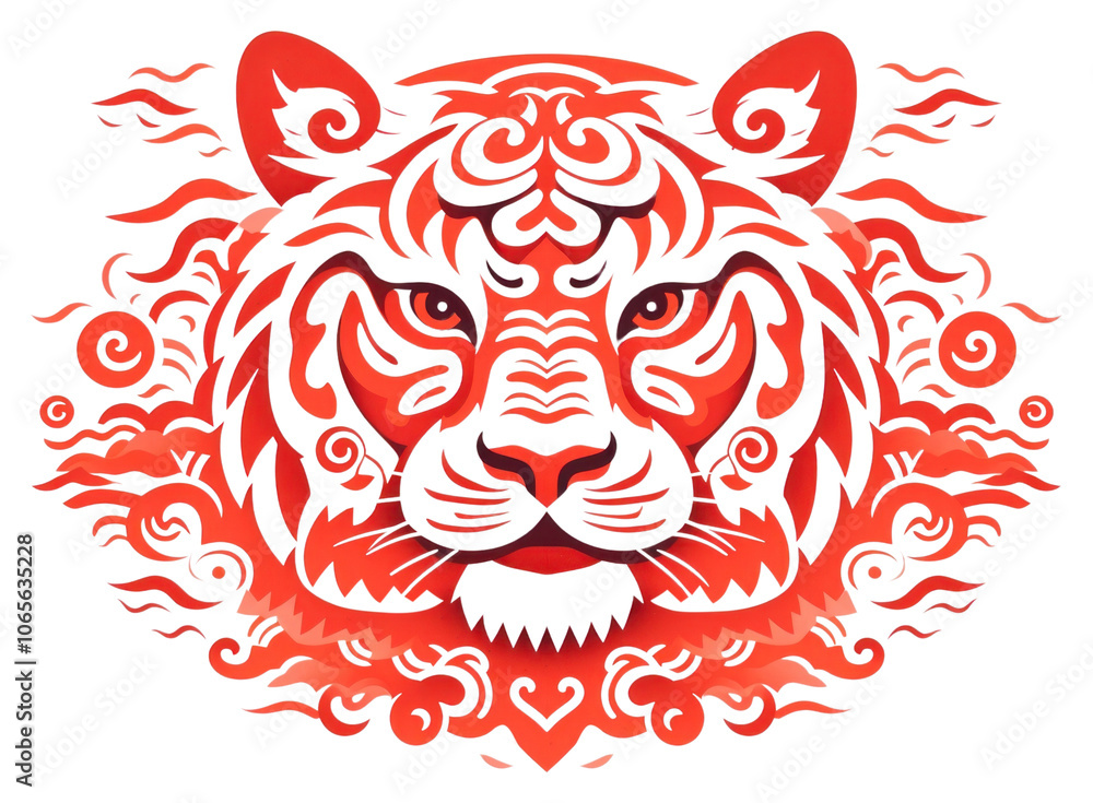 Obraz premium PNG Red paper mammal tiger creativity.