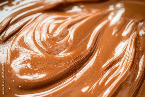 Rich, creamy chocolate spread with smooth texture, isolated. photo