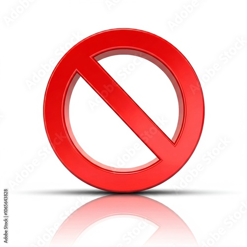 Free Download 3D Red prohibition sign or 3D Stop sign on white background. 3D Volumetric Red Ban Sign on White Isolated Background. - GFXLoad