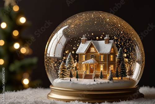 Enchanting Christmas Snow Globe Scene Delicate Glass Ornament with Miniature Tree and Sparkling Lights in Winter Wonderland