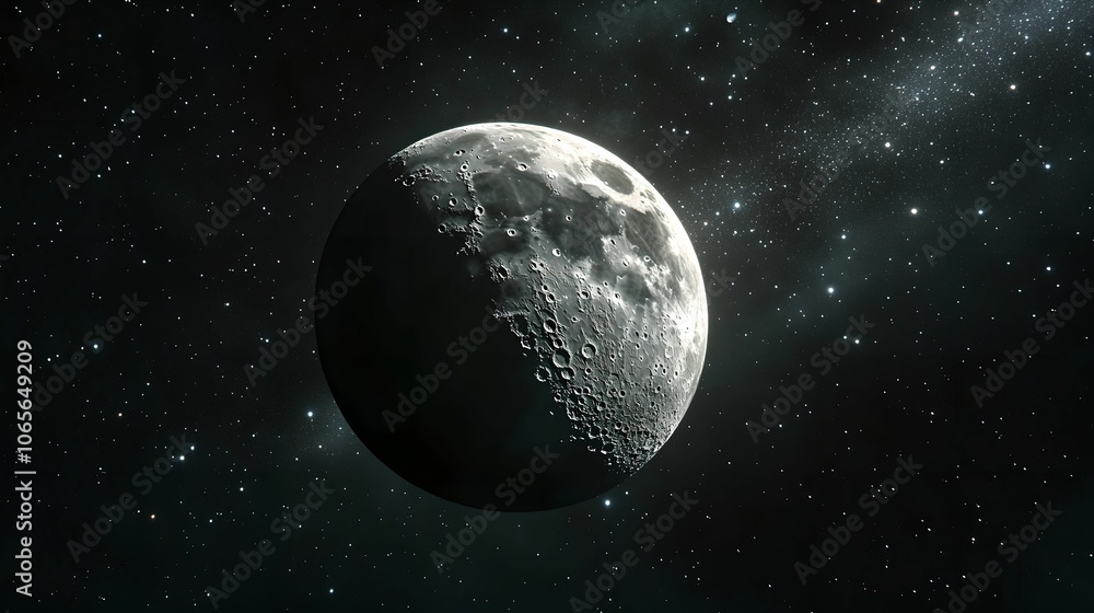 Fototapeta premium Shining Moon Animation in a Starry Night Sky, stars, glow, nature, astronomy