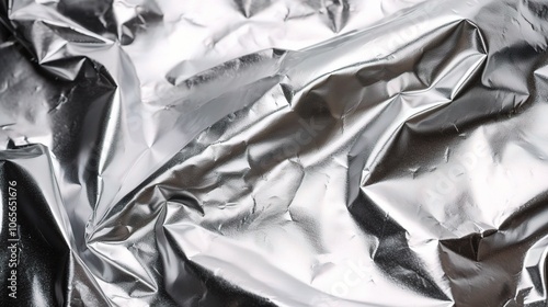 Shiny Crumpled Aluminum Foil Texture photo