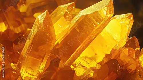 Close up image of small vibrant yellow sodium chromate crystals observed under a microscope measuring 17mm in width photo