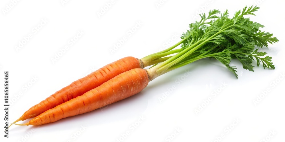 Two Carrots with Green Tops Isolated on White Background Two Carrots with Green Tops Isolated on White Background