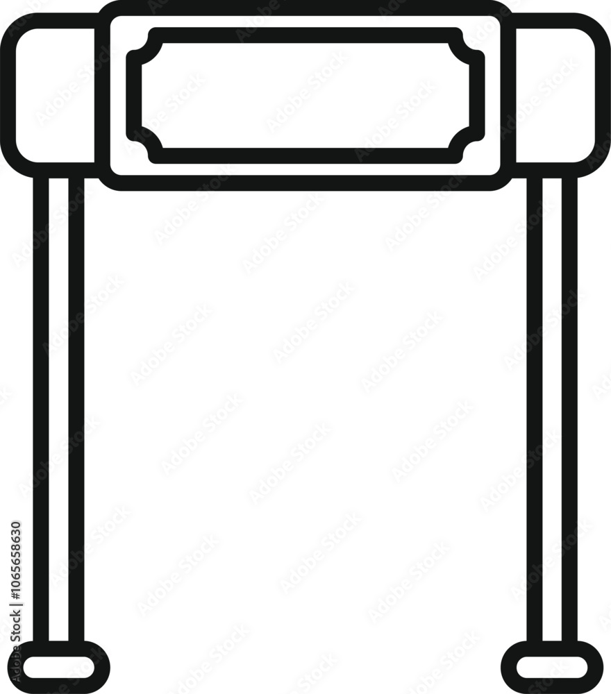 Fototapeta premium Metal detector gate with empty sign is scanning for weapons at airport security checkpoint