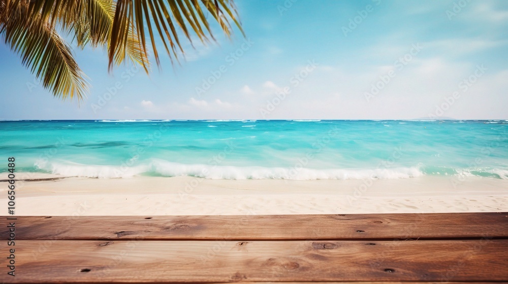 Tropical Beach with Calm Waves and Clear Sky