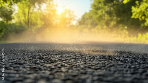 Capture the beauty of a serene morning road in nature's embrace