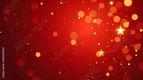 Red background with golden bokeh. Festive banner.