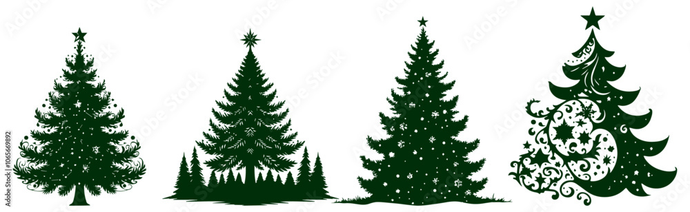 Fototapeta premium Christmas Tree Silhouette - Holiday Decoration