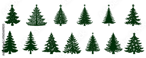 Set, Christmas Tree Silhouette - Holiday Decoration