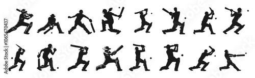 Cricket Batsman Silhouette - Sports Action