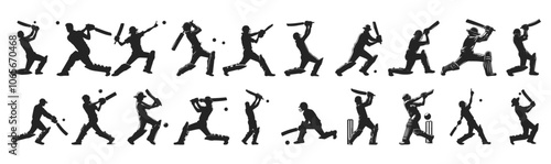 Cricket Batsman Silhouette - Sports Action