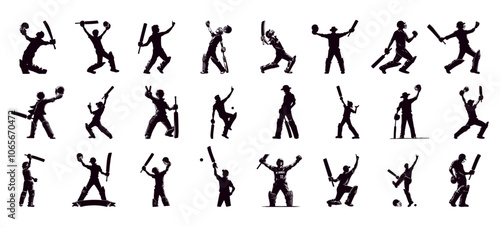 Cricket Batsman Silhouette - Sports Action