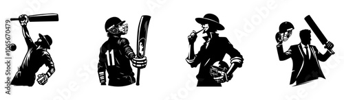 Cricket Batsman Silhouette - Sports Action