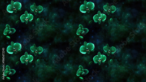 Vibrant seamless pattern of watercolor green orchid flowers perfect for fabric design or wallpaper floral elegance botanical print