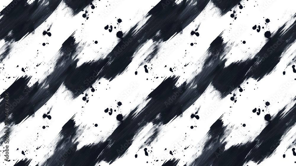 Naklejka premium Seamless abstract ink pattern with black strokes on white background ideal for wallpaper and game design grunge art