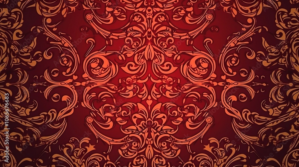 Elegant Ornate Pattern in Warm Red Tones Elegant Ornate Pattern in Warm Red Tones