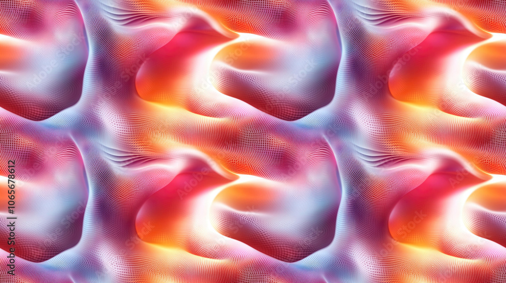Fototapeta premium Seamless fractal surface pattern with modern 3D illustration and vibrant light effects suitable for graphic design and digital backgrounds