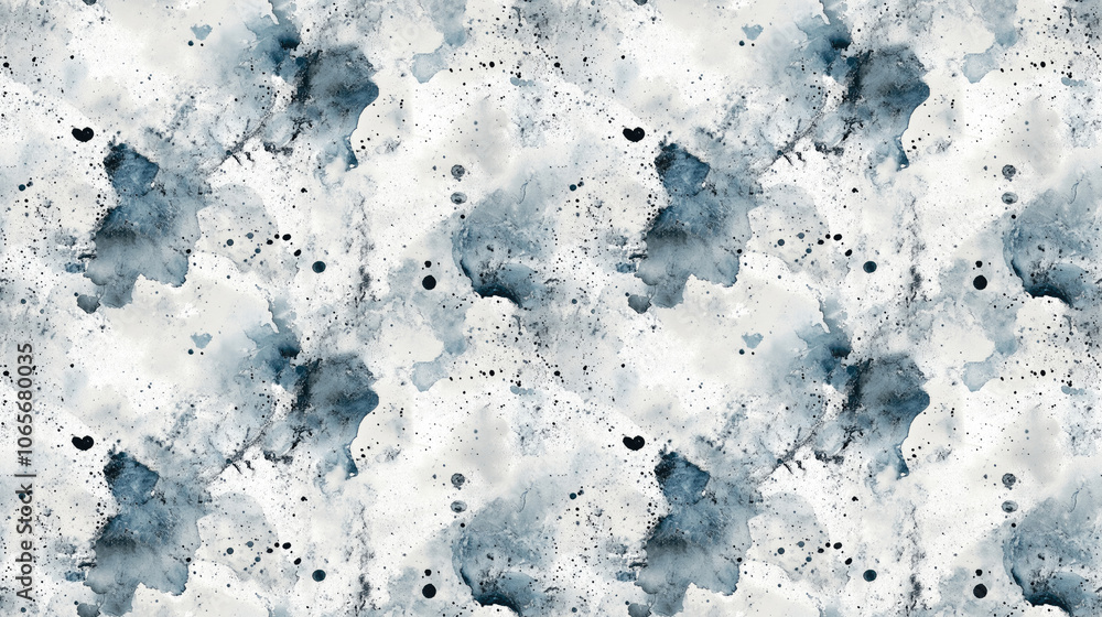 Fototapeta premium Seamless luxury silver and white paint splatter pattern on watercolor paper perfect for elegant design projects