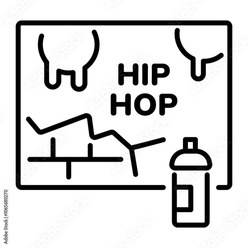 A linear icon of a hip hop street art wall with a spray can