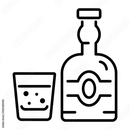 An outline icon of an alcohol bottle and a glass