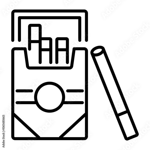A linear icon of a cigarette pack 