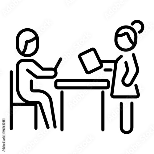 A fan taking an autograph from a celebrity, line style icon 