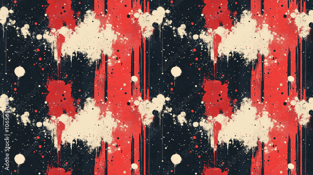 Fototapeta premium Colorful smudge pattern featuring red and white ink fluid on an urban abstract background perfect for trendy wallpaper design modern decor