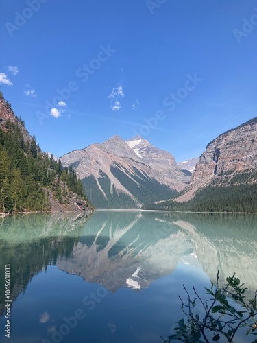 A pretty view of Mount robson and robson lake in British columbia, Canada.
